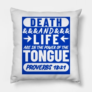 Proverbs 18-21 Life Death Power of the Tongue Blue Aesthetic Pillow