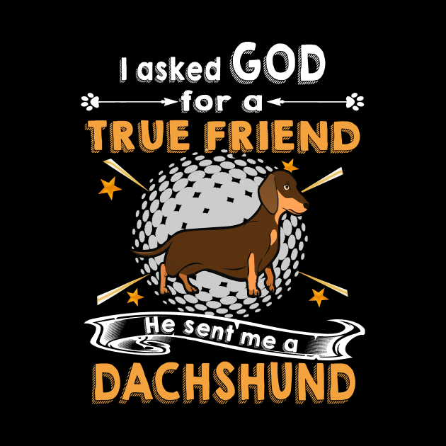 I Asked God For A True Friend He Sent Me A Dachshund by Drakes