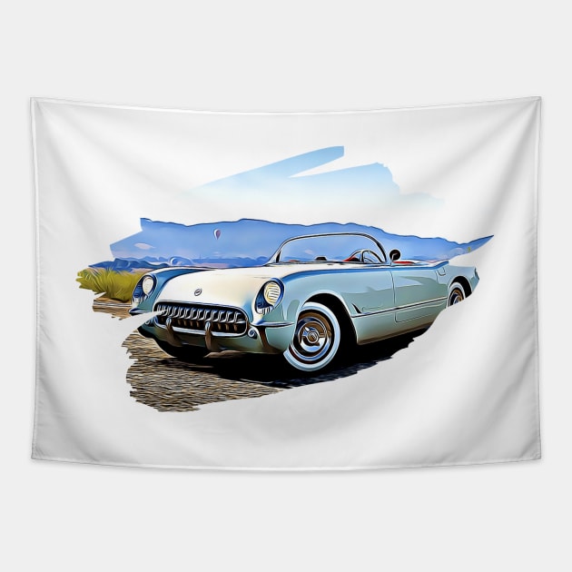 Corvette C1 Classic Art Print Tapestry by Auto-Prints