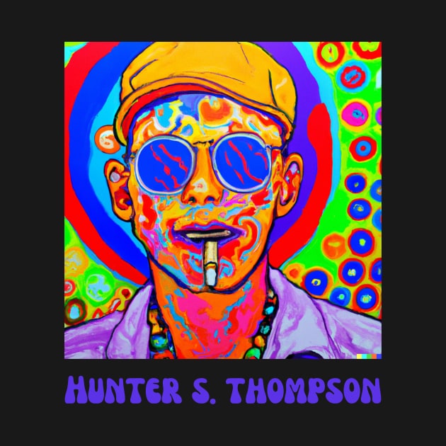 Hunther S. Thompson Trippy Portrait Design by WrittersQuotes