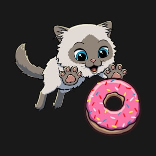 Himalayan Cat excited to eat a donut T-Shirt