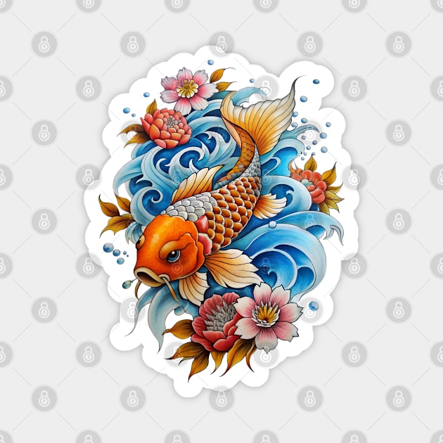 Japanese Koi Fish tattoo Magnet by Ravenglow