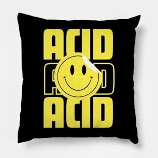 ACID HOUSE  - Font With Smiley Peel Sticker (yellow) Pillow