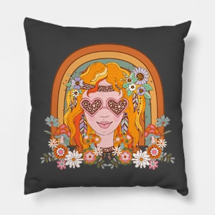 Retro hippie rainbow! Pillow