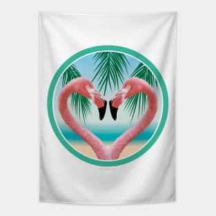 Flamingo Love (Tropical Valentine) Tapestry