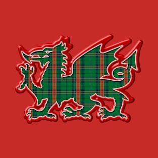 The Owens / Bowen Family Name Tartan Cymru Welsh Dragon symbol design T-Shirt