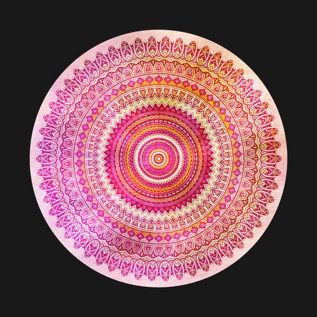 Watercolro Mandala pink orange by LebensART