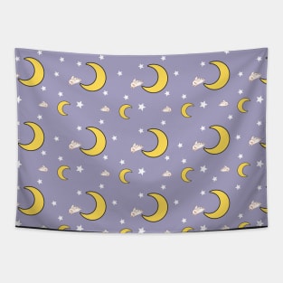 Cute Moon Bunny Pattern Tapestry