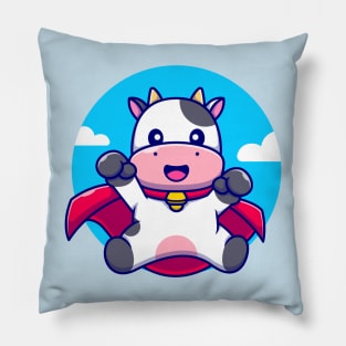 Cute Cow Super Hero Cartoon Pillow