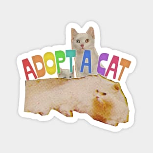 Adopt A Cat / Retro Funny Cat Lover Collage Design Magnet