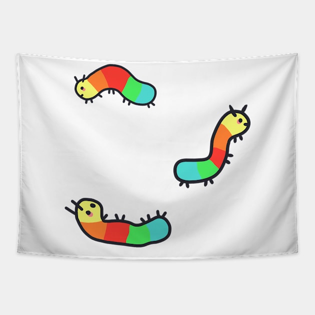 cute rainbow caterpiller design Tapestry by grafitytees