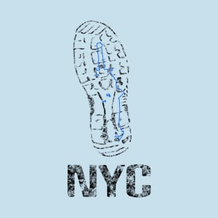 New York Runner Route City Beats Shoe Print | New York 26.2 T-Shirt