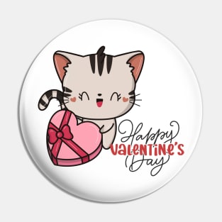 HAPPY VALENTINES DAY! Cute Little Kitten with Heart Pin