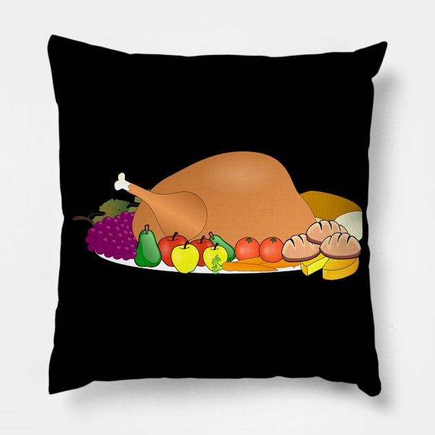 Thanksgiving Turkey Feast & Fruits Pillow by holidaystore