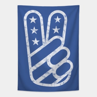 American Peace Sign (Worn White on Blue) Tapestry