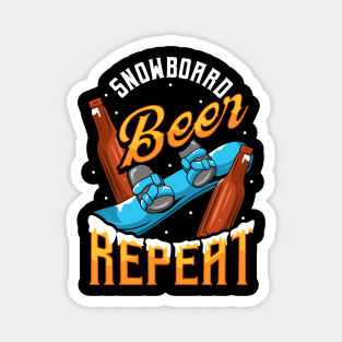 Funny Snowboard Beer Repeat Snowboarding Magnet