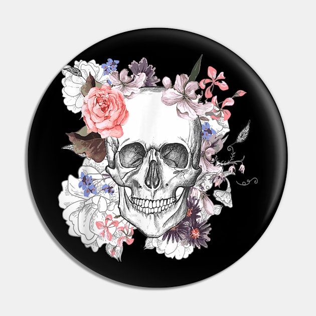 Flower Skull Pin by zwestshops