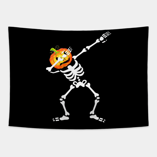 Funny Dabbing Pumpkin Halloween Tapestry by Tatjana  Horvatić