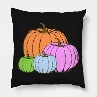 Cute Pumpkins Design in Orange, Blue, Green and Purple Pillow