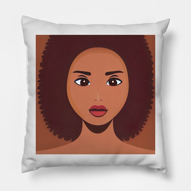 Beatiful girl with afro hair Pillow by artsyworldart