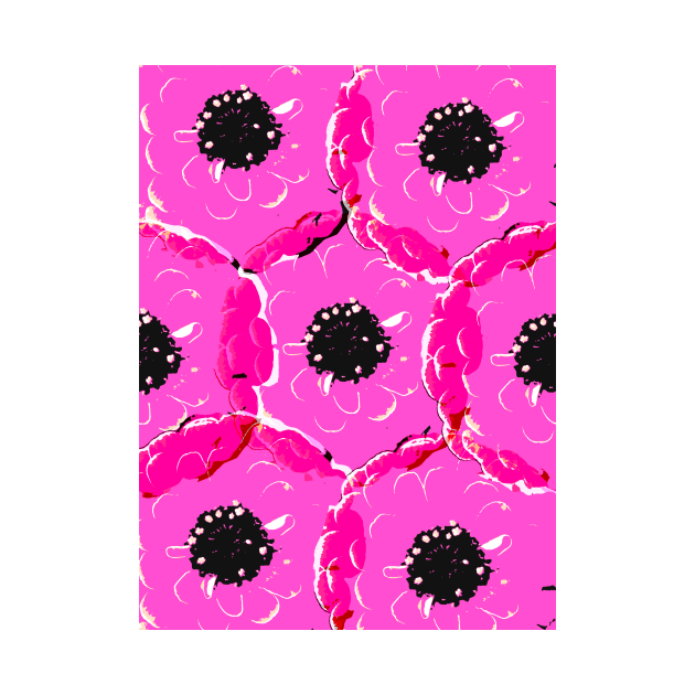 Pink black big Flower by RanitasArt