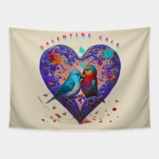 Galentines day lovebirds Tapestry