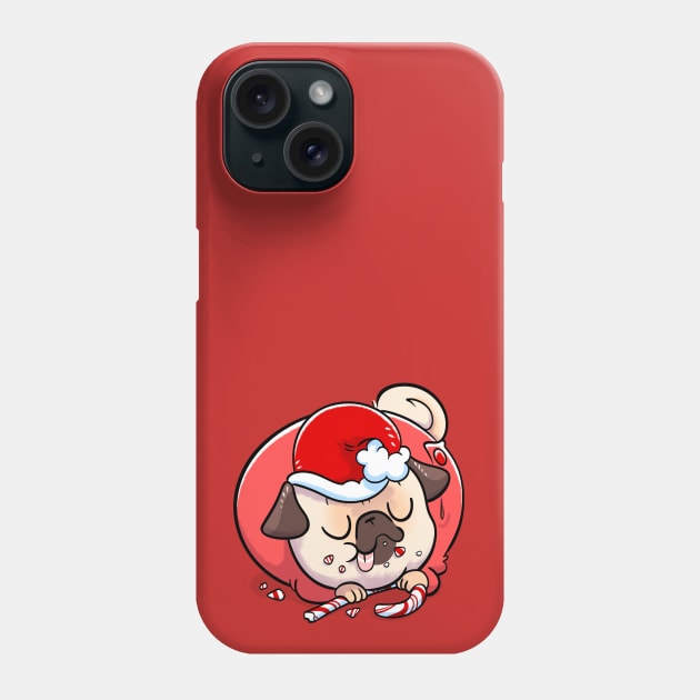 Pug Elf - Candy Cane Phone Case by Inkpug