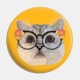 Cat with flower glasses Pin