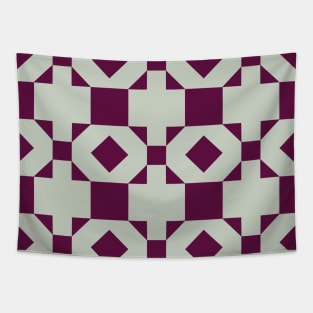 Wine Red and Sage Green Oregon Patchwork Pattern Tapestry