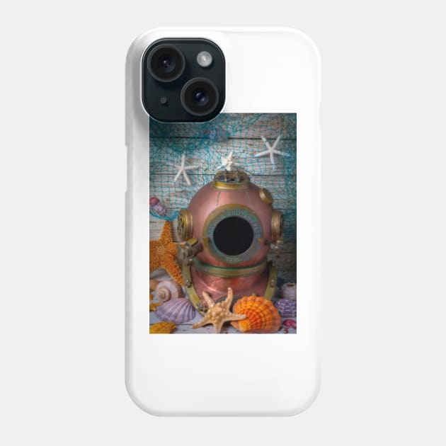 Divers Helmet With Net And Starfish Phone Case by photogarry