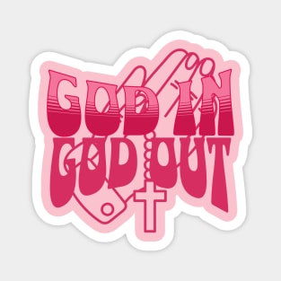 GOD IN GOD OUT - Pink Image, Unisex Christian Cotton T-Shirt, Stylish Pink Imagery, Trendy Spiritual Shirt, Christian Apparel, Comy, Soft Magnet