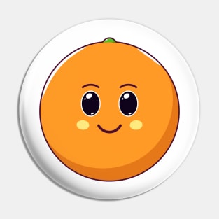 Cute Kawaii Orange, Cartoon Citrus Fruit Pin