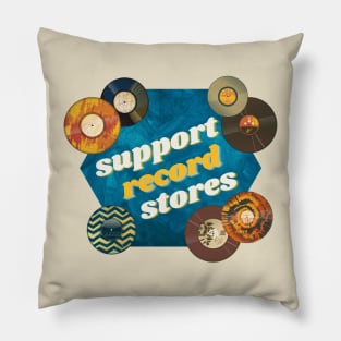 Support record stores, vintage vinyl Pillow