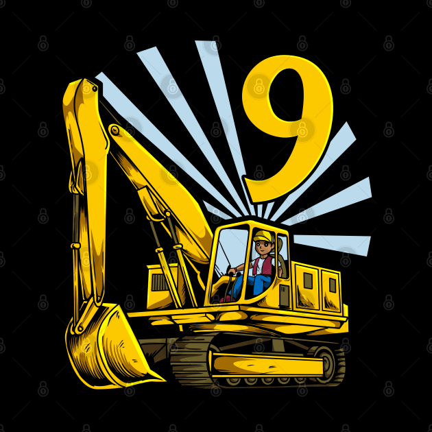 Excavator 9 year old birthday by Modern Medieval Design