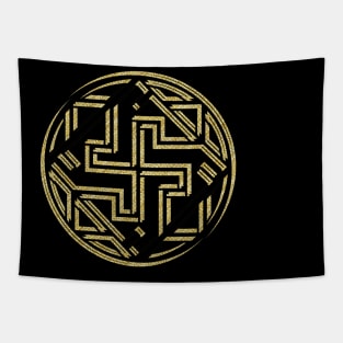 Geometric Celtic Viking Art with Gold Tapestry