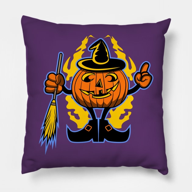 PUMPKIN WITCH Pillow by beanbeardy