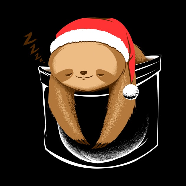 Sloth in a Pocket Xmas Black by Tobe Fonseca by Tobe_Fonseca