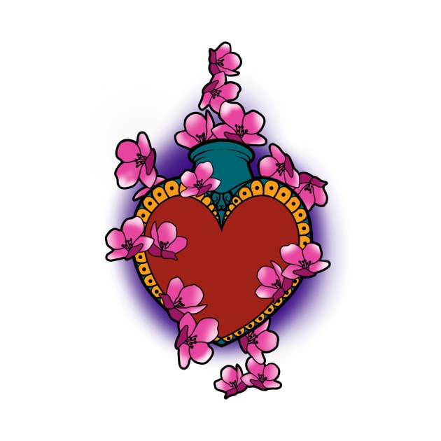 Cashed heart with cherry blossom confetti by InkSmith
