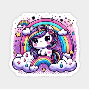 Enchanting Pastel Unicorn Rainbow Fantasy Magnet