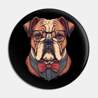 Hipster Bulldog Pin