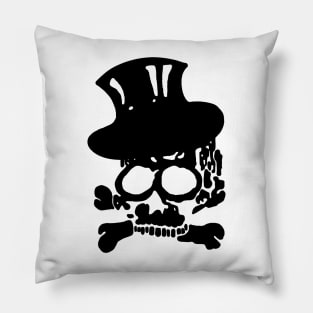 Heavy Metal Black Skull with Crossbones and Top Hat Pillow