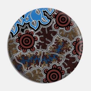 Aboriginal Art - Water Lily Dreaming Pin