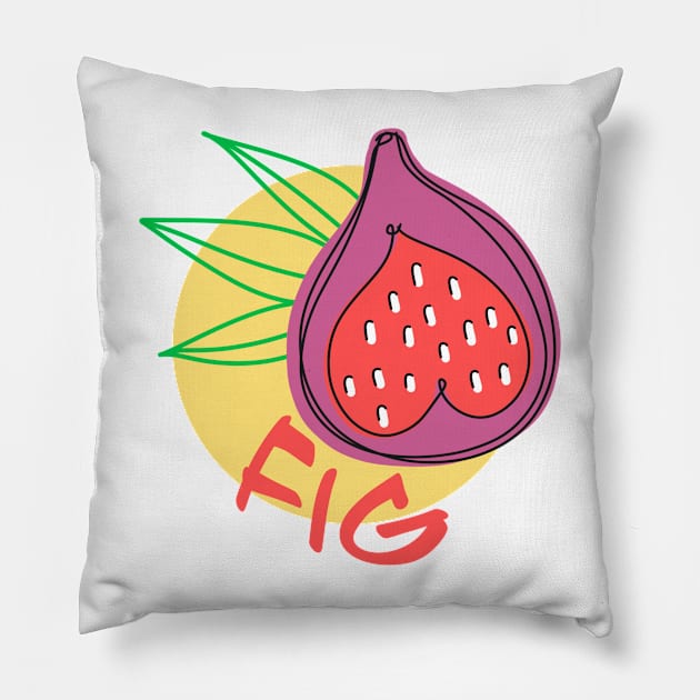 Fig Tropical Summer Fruits Palm Leaf Pattern Pillow by panco