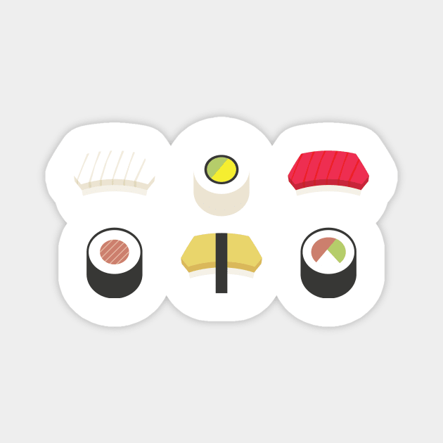 6 Piece Sushi Combo Magnet by imlying