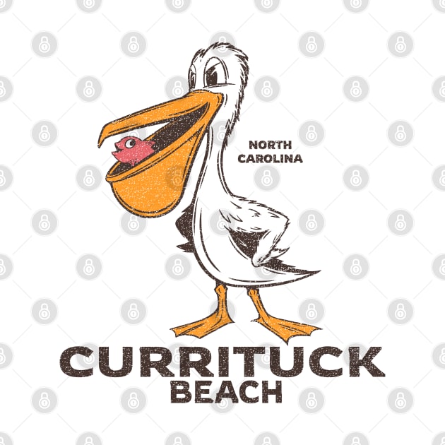 Currituck Beach, NC Summertime Vacationing Pelican & Fish by Contentarama