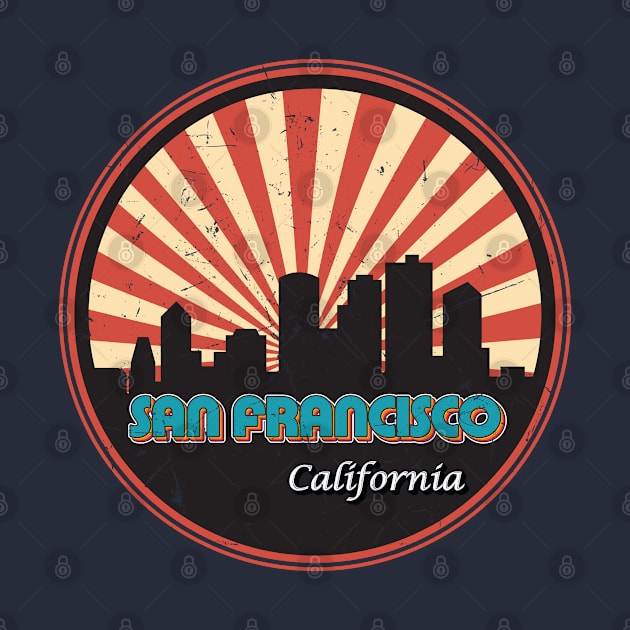 Vintage Retro San Francisco California City State Skyline by kalponik