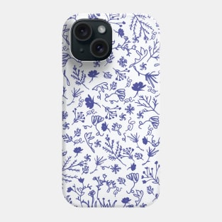 Botanical-Pattern, set, blue, 3, botanic, nature, botanical, floral, flowers, floral-pattern, leaves, plants, minimalist, garden, jungle, leaf, exotic, tropical, flower, boho, cacti, succulent, digital, graphic-design, pattern, Phone Case