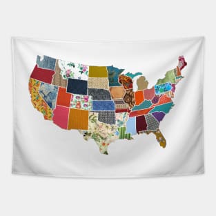 Patchwork Map of America Tapestry