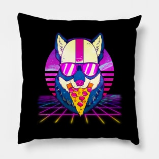 Awesome Retro Vaporwave EDM Cute Cat Pizza Pillow