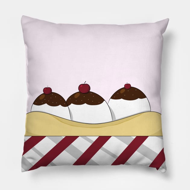 Banana Split with Cherries and Sprinkles Pillow by PandLCreations